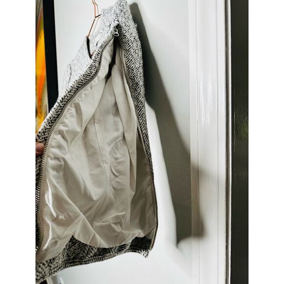 DEREK LAM COLLECTIVE Gray Gold Button Front Zip Up Sleeve Tweed Jacket Size 40 - Picture 8 of 14